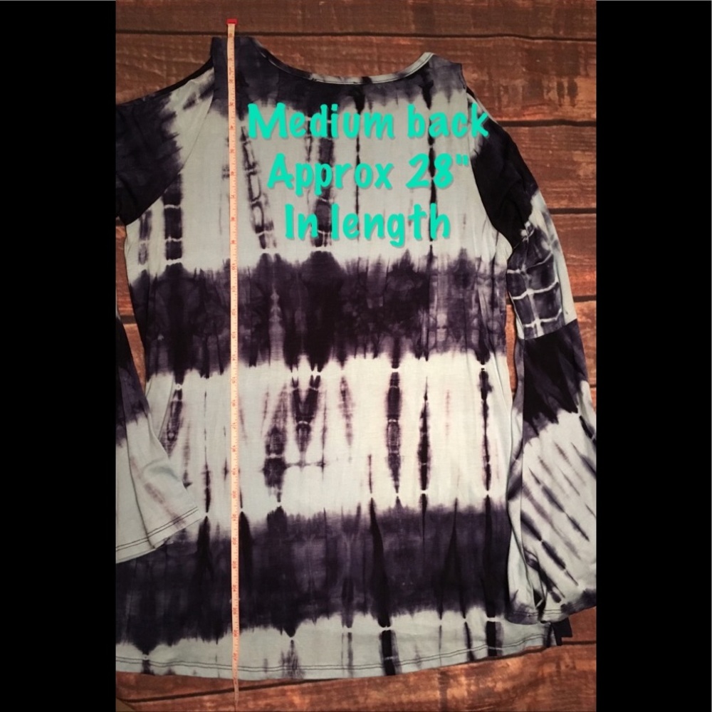 NEW Unique Blue Tie-Dye Top Cold Shoulder Promesa - Picture 4 of 6